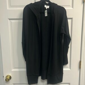 NWT Soma Weekend Soft Wrap Lounge Black Hooded Size M